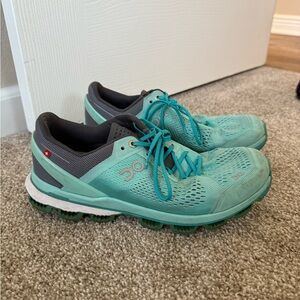 On Running Women's Aqua and Gray Athletic Shoes